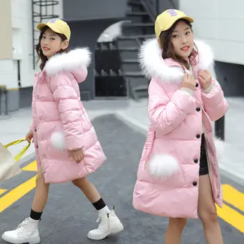 

2020 New Sweet Girls Autumn Winter Long Pure Color Beautiful Plus Down Hooded Down Padded Jacket Coat Black Red Pink