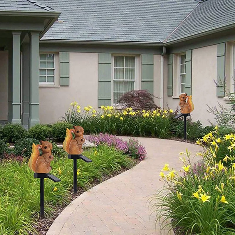 Solar Lawn Squirrel Light,Solar Pathway Lights Solar Garden Lights Outdoor Solar Landscape Lights for Lawn, Patio, Yard, Walkway
