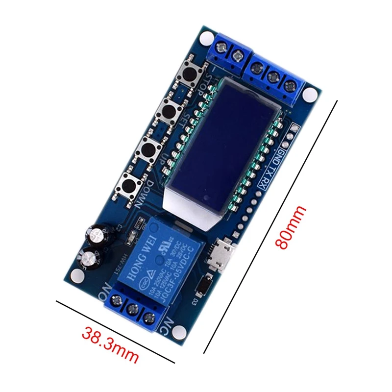 AABB-Micro Usb цифровой ЖК-дисплей реле времени задержки модуль Dc 6-30 в управление многофункциональный таймер переключатель цикл запуска кабан модуль