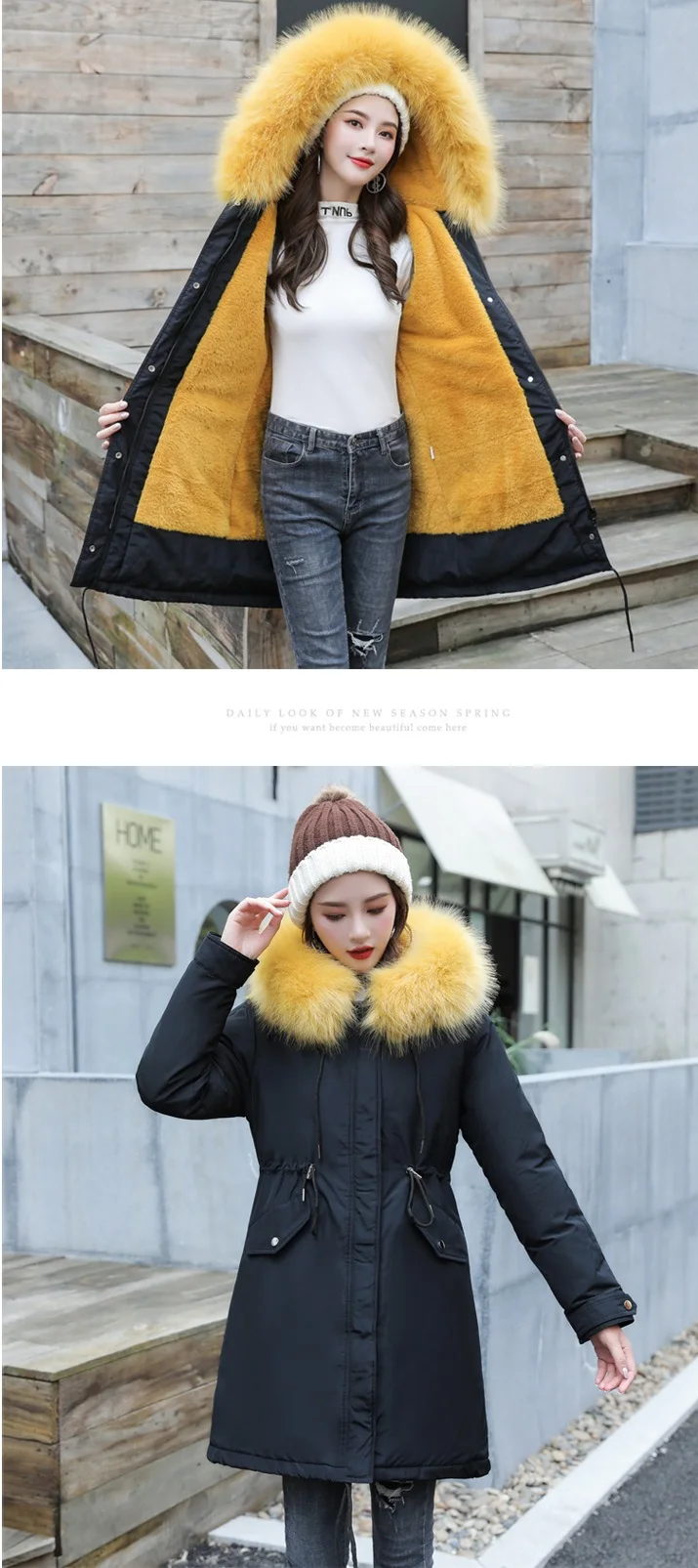 Winter Jacket Coat Women Large Fur Collar Hooded Down Cotton Jackets Plus Size Female Windproof Warm Parkas Outerwear 6XL FF1114