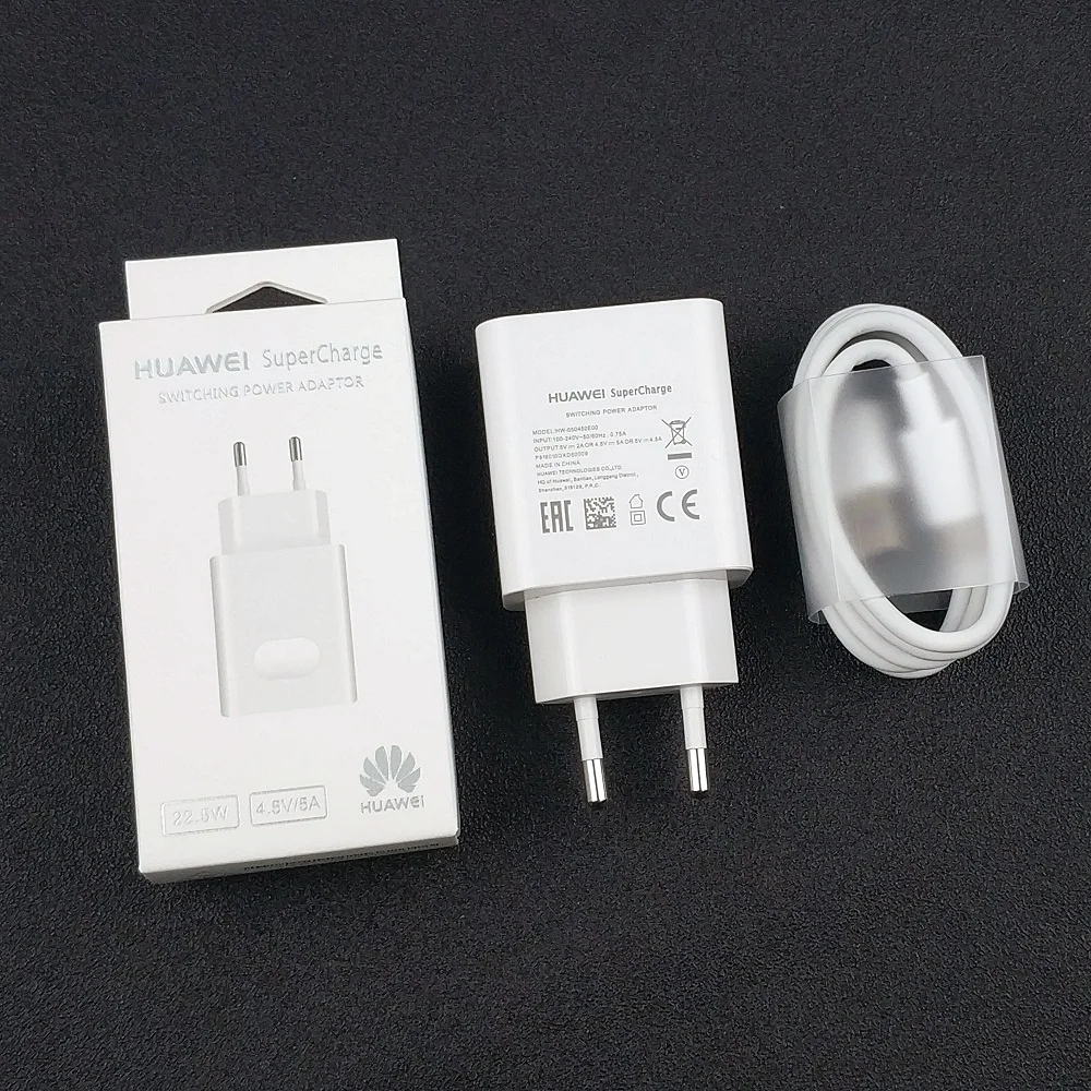 with 100cm cable Huawei mate 20, зарядное устройство,, 5А, быстрая зарядка, 22,5 Вт, для путешествий, Usb type-C, зарядный адаптер для P9 P10 P20 P30 mate 9 10 20 30 pro телефона - Тип штекера: with 100cm cable