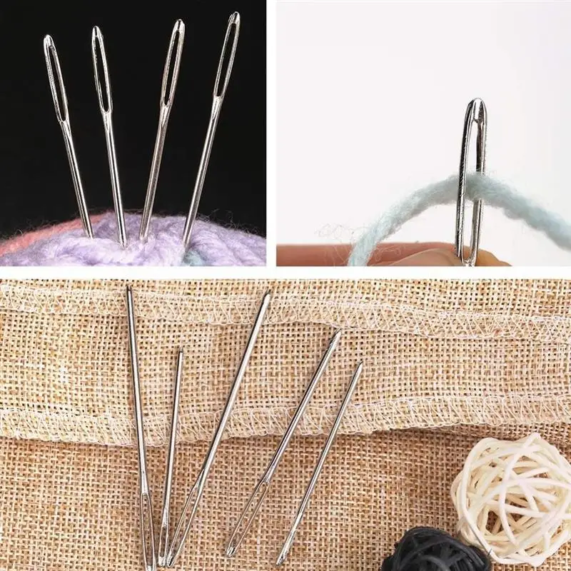 MIUSIE 20Pcs/lot Leather Craft Sewing Needles Large Eye Blunt Stitching  Needle Round-pointed Needle Leather