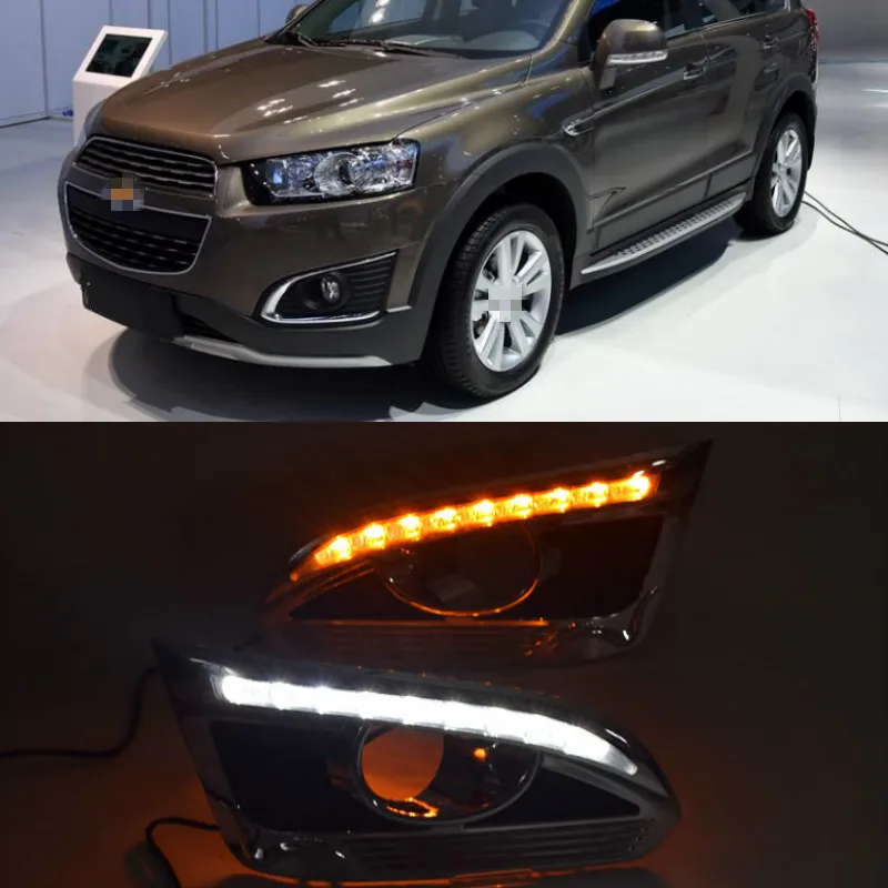 Turn Yellow Signal Function Car DRL Lamp 12V LED Daytime Running Light Daylight For Chevrolet Captiva 2014 2015 2016