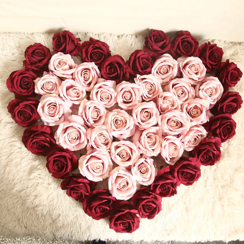 

5 PCS Artificial Rose Flower Heads Ins Style DIY Handmade Wedding Christmas Party Table Decoration Quality