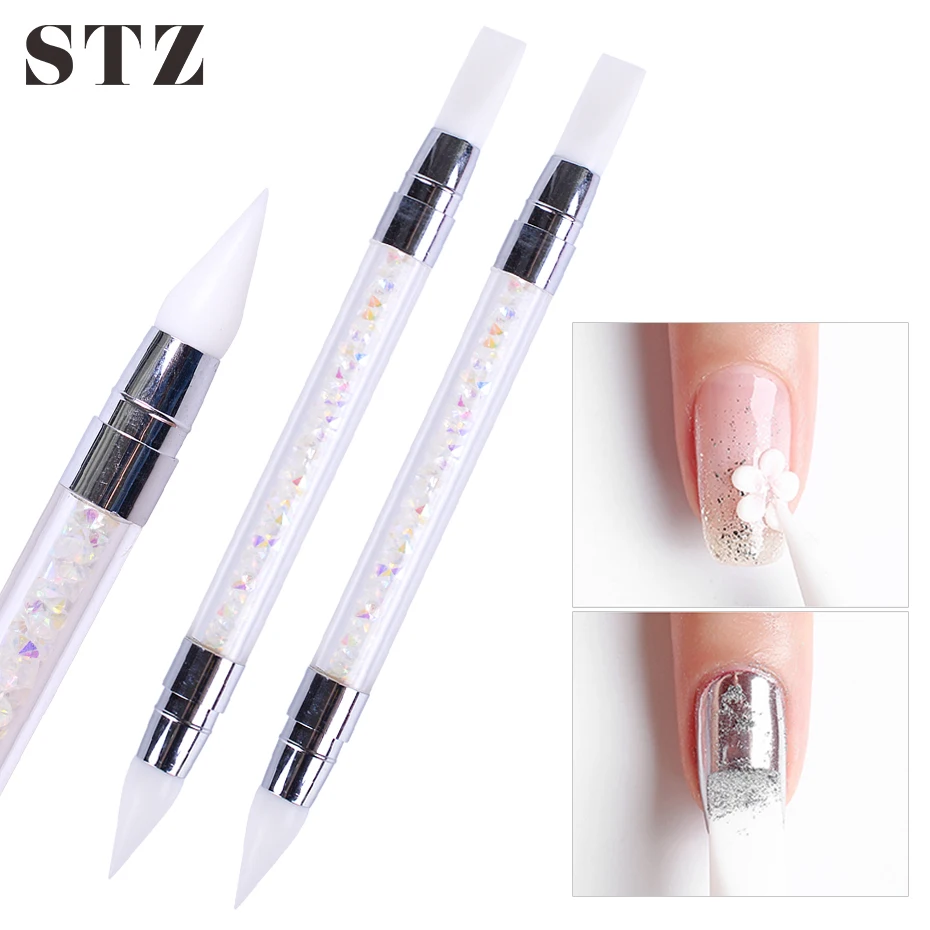Acrylic Silicone Nail Brush 3D Carving Mirror Powder Glitter Rubbing  Painting Drawing Dotting Tools Manicure Nail Art Pen #D003 - AliExpress