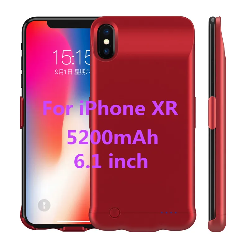 6200 мАч чехол для зарядного устройства для iPhone XS Max power чехол 5200 мАч портативный резервный внешний аккумулятор чехол для iPhone XR чехол для зарядки - Цвет: Red for XR 6.1