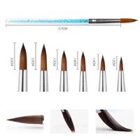 6 sztuk/zestaw nylonowe włosy szczotka do paznokci niebieski uchwyt z kryształkami Kolinsky pędzel akrylowy długopis żel do paznokci Builder rzeźba rozsianych narzędzia do rysowania 5