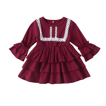 

Christmas Toddler Kid Baby Girl Dress 0-3Y Ruffles Lace Long Sleeve A-Line Dress Festival Xmas Party Dress Outfit Clothes