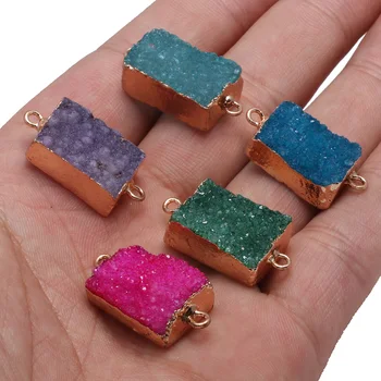 

Natural Stone Pendant Connectors Multiple Colour Rectangle Crystal Teeth Agates for Making Jewelry Necklace Earring Bracelet