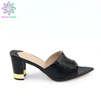 

New Design 2020 African Popular Matching Shoes Italian Women Shoes in Black Color for Party