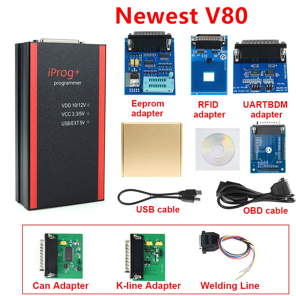 V80 Iprog+ Iprog V80 Pro ключевой программист поддержка IMMO коррекция пробега сброс подушки безопасности до года Замена Carprog