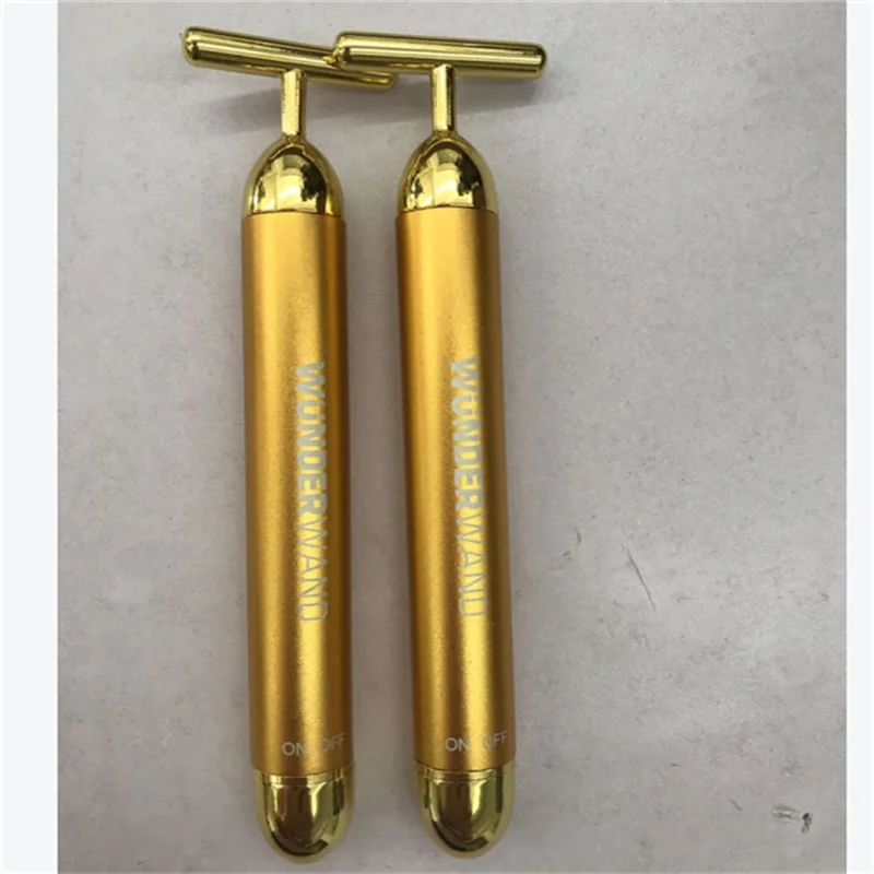 Золотая Вибрирующая лицевой валик для красоты массажная палочка подтяжки кожи