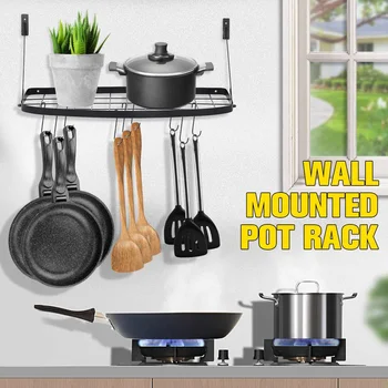 

Kitchen Organizer Storage Bowl Plate Knife Storage Black Dish Drain Rack Pot Rack Wall Mounted Pan Kitchen Shelf Hanging Racks