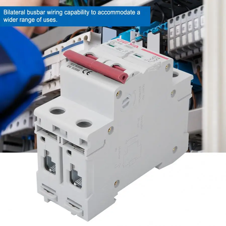 

2P AC MCB GYM8-C45 Miniature Circuit Breaker 400V 6A 10A 20A 2 Poles Bilateral Busbar Circuit Breaker