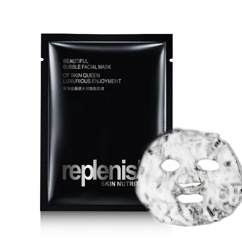 BUBBLE SHEET MASK Глубокая Очищающая детоксикационная кислородная пузырчатая черная маска бамбуковый уголь листовая маска для лица от акне и черных точек отбеливающая маска - Цвет: BUBBLE SHEET MASK
