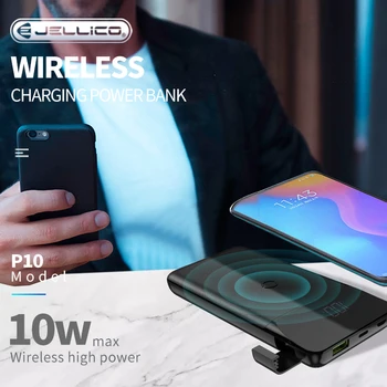 

Jellico Power Bank 10000mAh Portable Charging PowerBank 10000 mAh USB PoverBank External Battery Charger For Xiaomi Mi 9 iPhone