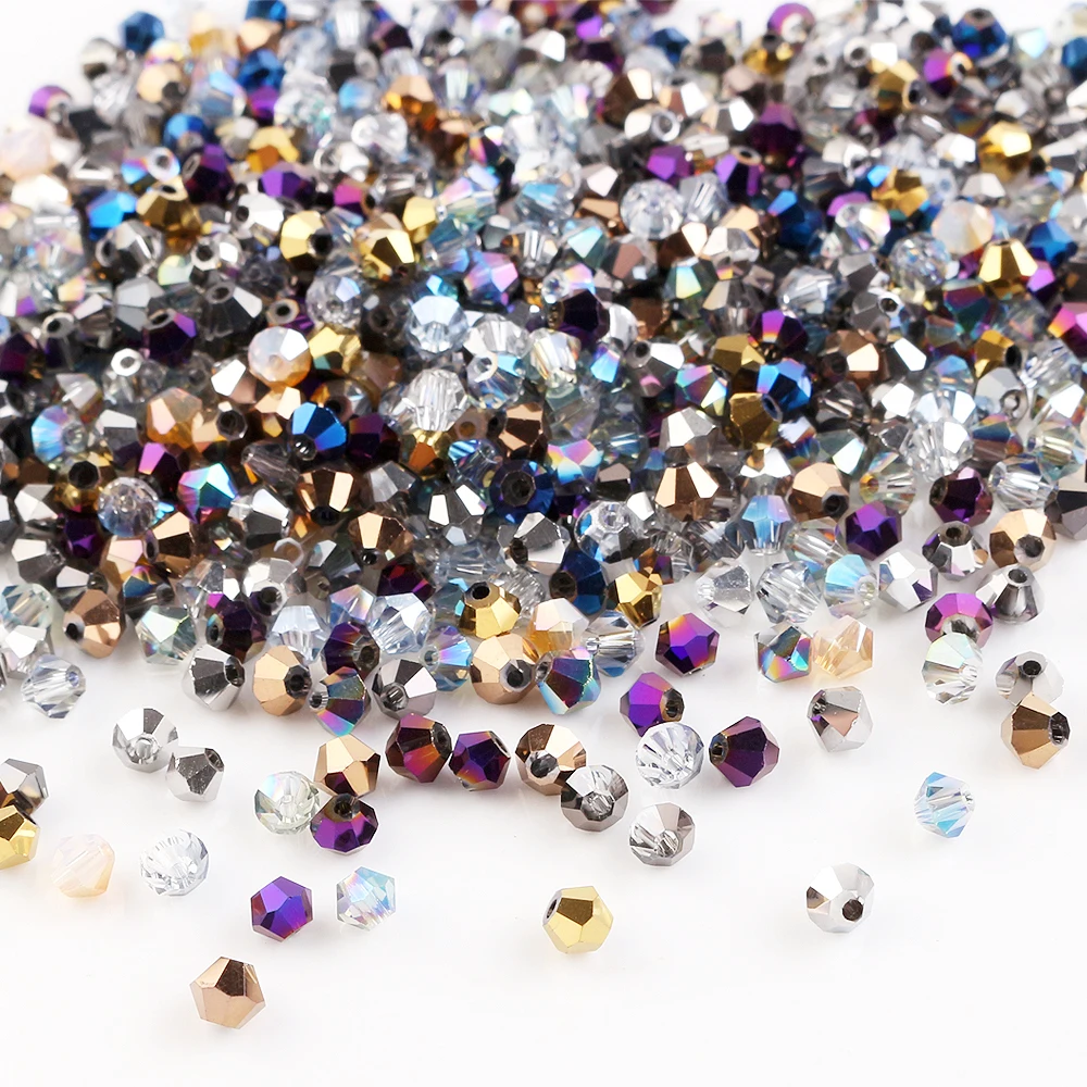 720pcs/bag AAA Top Quality Czech Glass Bicone Loose Beads 4mm Crystal Plated Bead DIY Jewelry Making For Needlework Accessories | Украшения