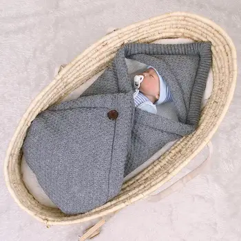

Newborn Baby Winter Warm Sleeping Bags Infant Button Knit Swaddle Wrap Swaddling Stroller Wrap Toddler Blanket Sleeping Bags