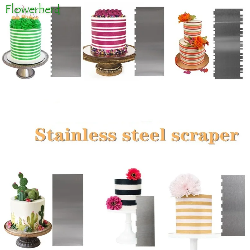 Stainless Steel Scraper Spatula Cake Tool Cream Wiping Polygon Serrated Decorating Tools |