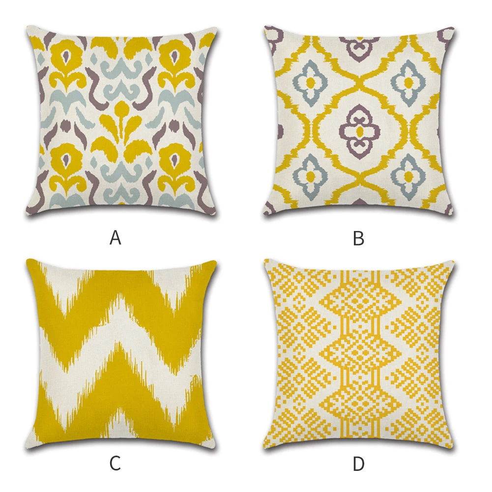 

Bohemian Ethnic Cotton Linen Pillow Case Geometric Cushion Covers Yellow Wave Square Pillow Cover For Home Chair Sofa Decoration
