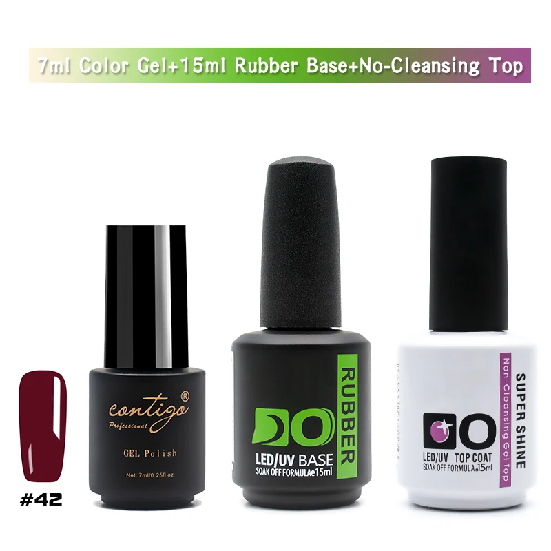 7ml-42-base 3pcs(U) 60 цветов набор гель-лаков es Nails Art Полупостоянный УФ-эмалевый лак Толстая основа и верхнее покрытие Гель-лак для ногтей дизайн геллак - Цвет: 7ml-42-base 3pcs(U)