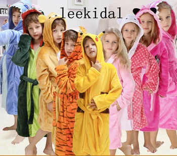 

Pokemon Pikachu Dinosaur Children Bathrobe Boys Girls Kid Bathrobes Beach Towel Infant Sleepwear Hoodie Bath Robe Christmas Gift