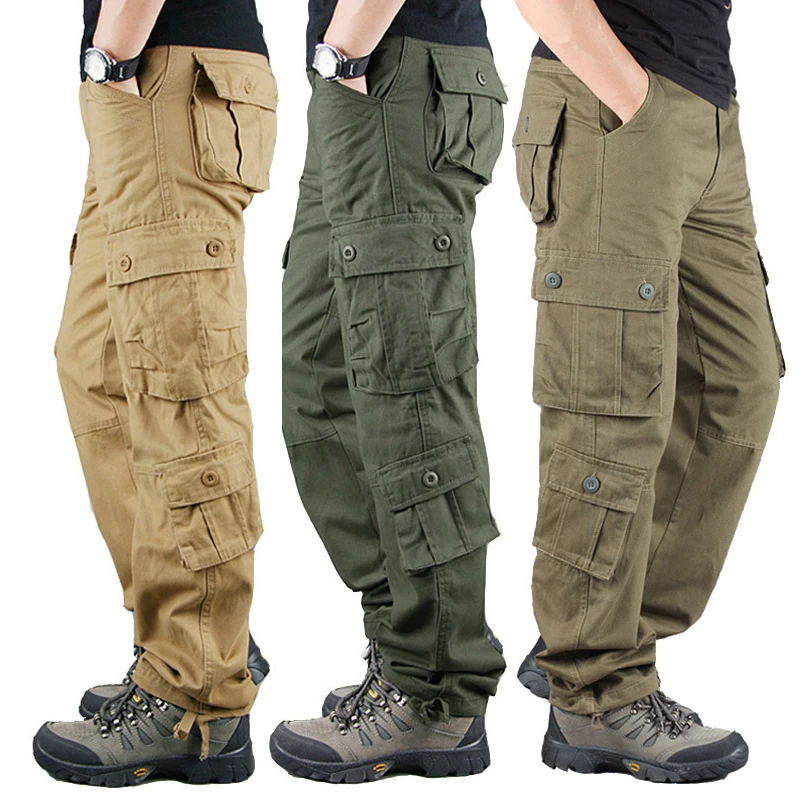Pantalones tácticos multibolsillo para hombre, pantalón de trabajo militar, de carga al aire libre, talla grande, 2021