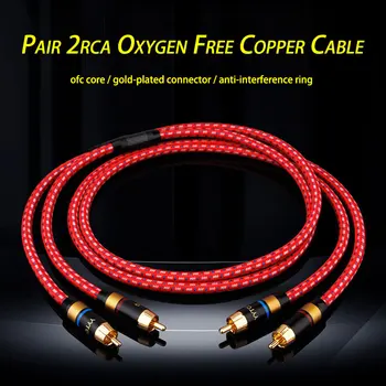 

Pair OFC Speaker Cable 4N Audio Line Male-Male Braid Shield Gold Plated RCA Connector 6.5mm for DVD Player TV Speaker Amplifier