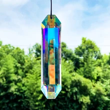120mm AB Color Pillar Crystal Prisms Suncatcher Rainbow Maker Shinning Hanging Pendant for Chandelier Parts DIY Home Decoration