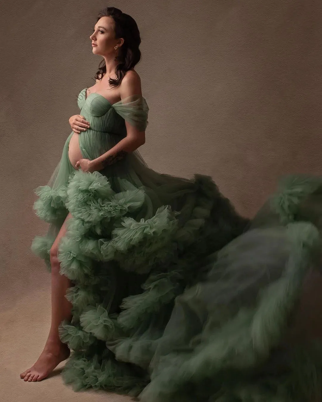 sage green maternity dress