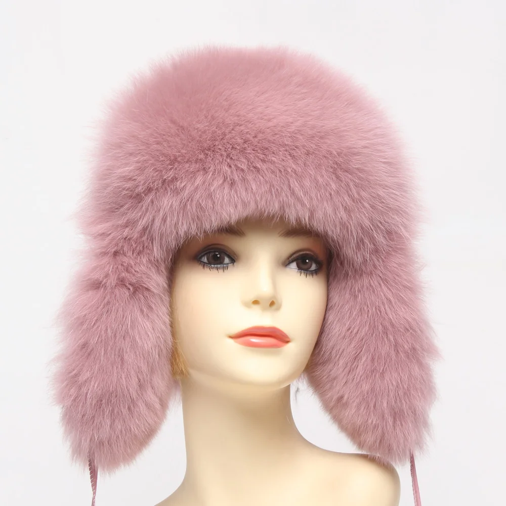 Hot Sale Genuine Fox Fur Hat Russian Women Real Fur Caps Bomber Hats 100%Natural Fox Fur Caps Fashion Fur Hat Retail wholesale