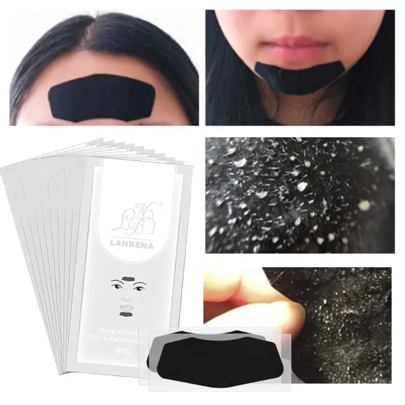 10Pcs Forehead Chin Peeling Mask Bamboo Charcoal Blackhead Remover Oil Control Deep Cleansing Strips Acne Treatment Skin Care | Красота и