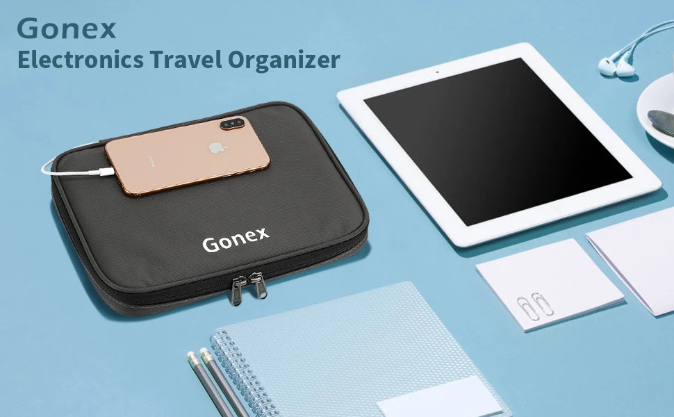 Gonex Электроника путешествия Кабельный органайзер сумка для хранения с ремешком Портативный Оксфорд зарядное устройство чехол для деловой поездки