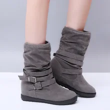 Spring Autumn Boots Women Female Round Toe Mid-calf Sweet Princess Classic Boot Stylish Flat Flock Shoes Snow Boots цена Spring Autumn Boots Women Female Round Toe Mid-calf Sweet Princess Classic Boot Stylish Flat Flock Shoes Snow Boots цены онлайн