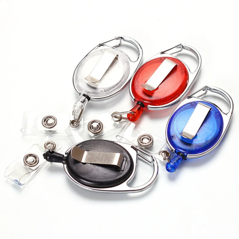 Metal Retractable Badge Reel Clip with Pull Line Pen Student Nurse ID Card  Badge Holder Carabiner Key Chain Writing Pen - AliExpress