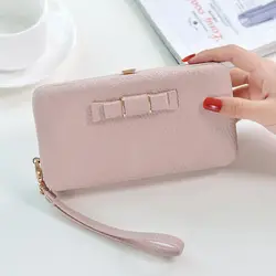 Новый женский кошелек и дамская сумка для мобильного телефона с бантом, большой кошелек