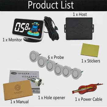 

1 Set Universal Car Voice Reversing Radar With 4/6/8 Probes Parking Radar Monitor Detector System