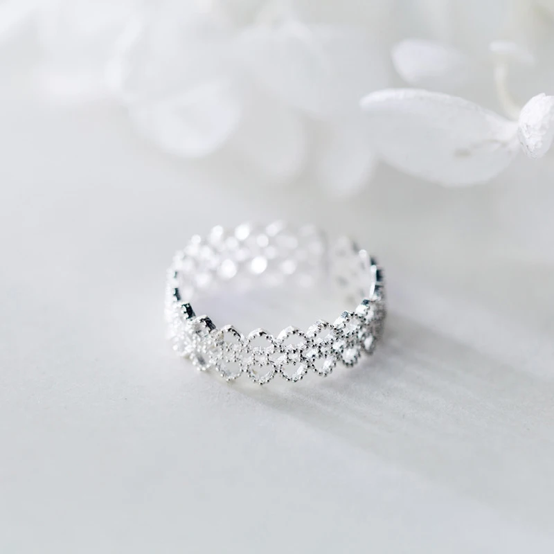 

Modian Fashion Simple Hollow Lace Pattern Ring for Women 925 Sterling Silver Open Adjustable Finger Ring Fine Jewelry Girl Gift