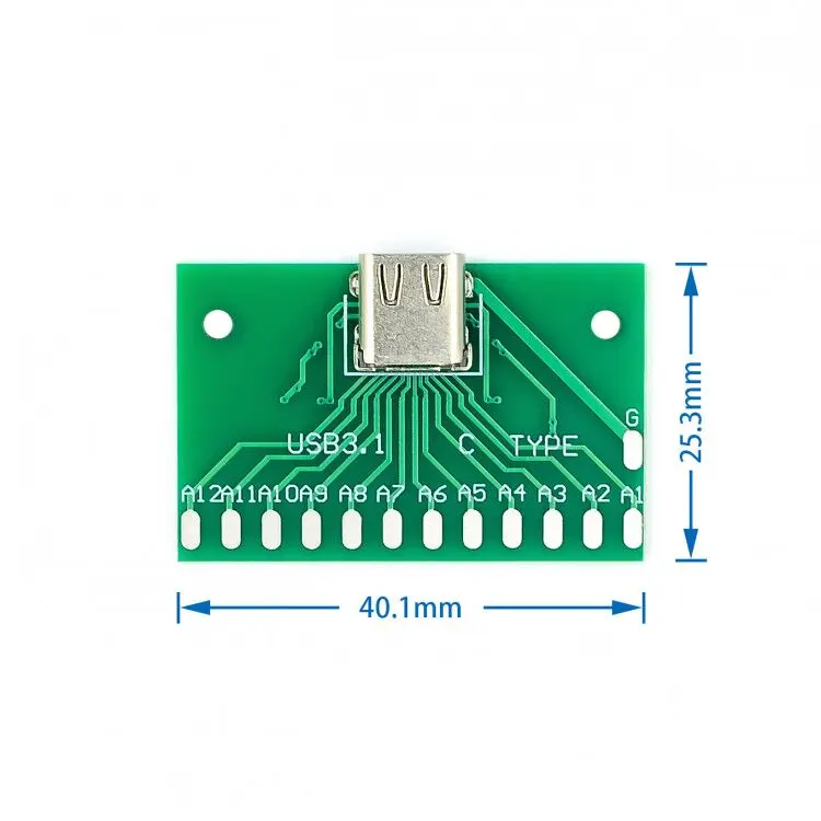 TYPE-C тестовая плата с гнездовой головкой USB 3,1 Соединительная плата адаптера с печатной платой 24P база для измерения тока