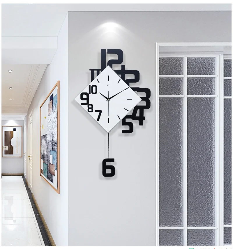 2021 new DIY wall clock home decoration wooden pointer stylish modern electronic clock living room single side mute