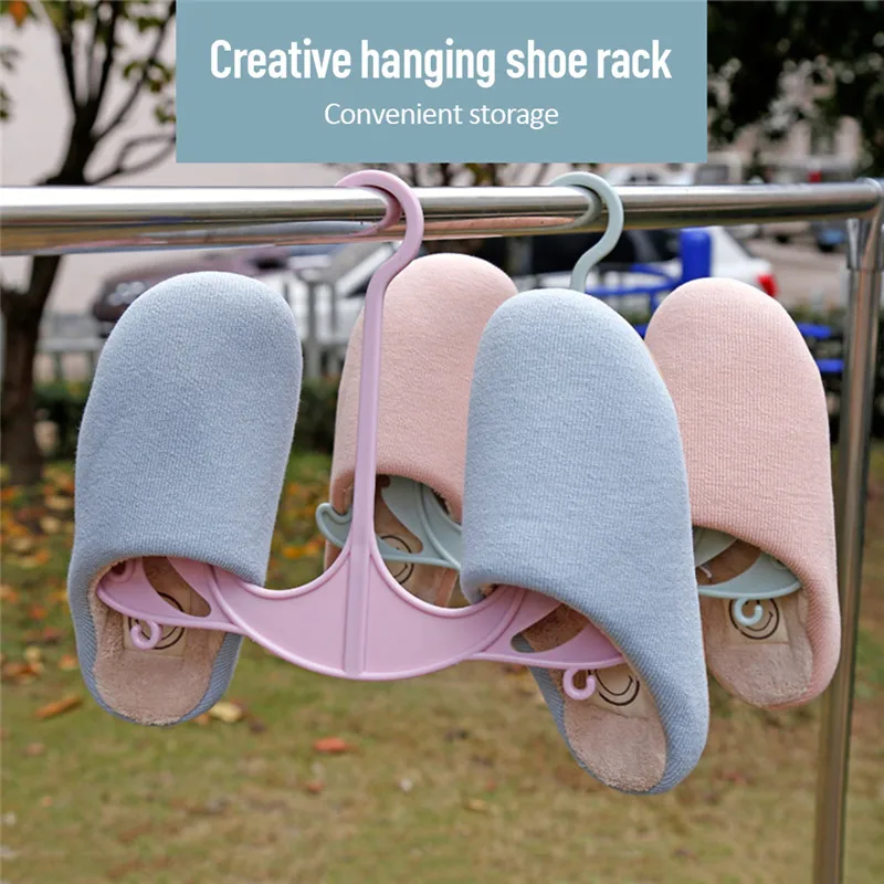 

Wind-proof Shoes Hanging Hook Multi-function Foldable Clothing Rack Shoe Hanger Balcony Shoe Drying Rack Creative Drying Rack
