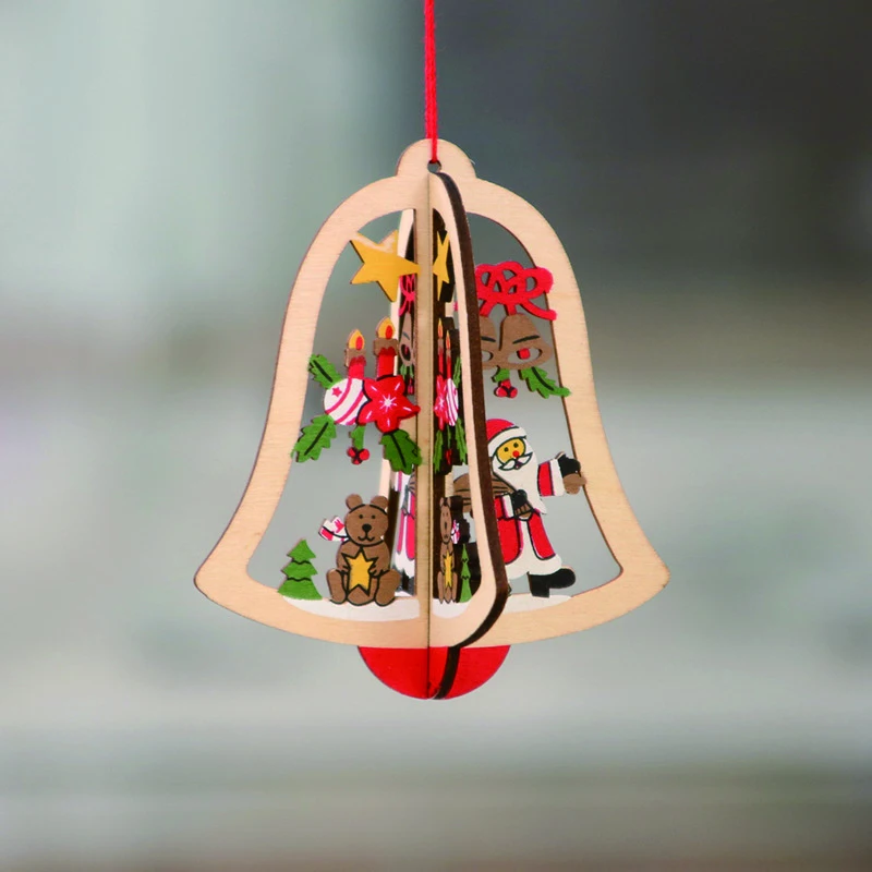 Год рождественские деревянные подвесные украшения DIY рождественские украшения детские подарки семья Рождественская вечеринка Deco Navidad - Цвет: 02