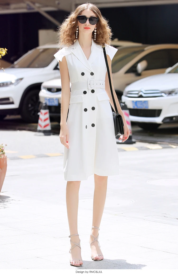 RMOJUL summer wear women's clothing style restoring ancient ways lapel double-breasted vest long dress in SW