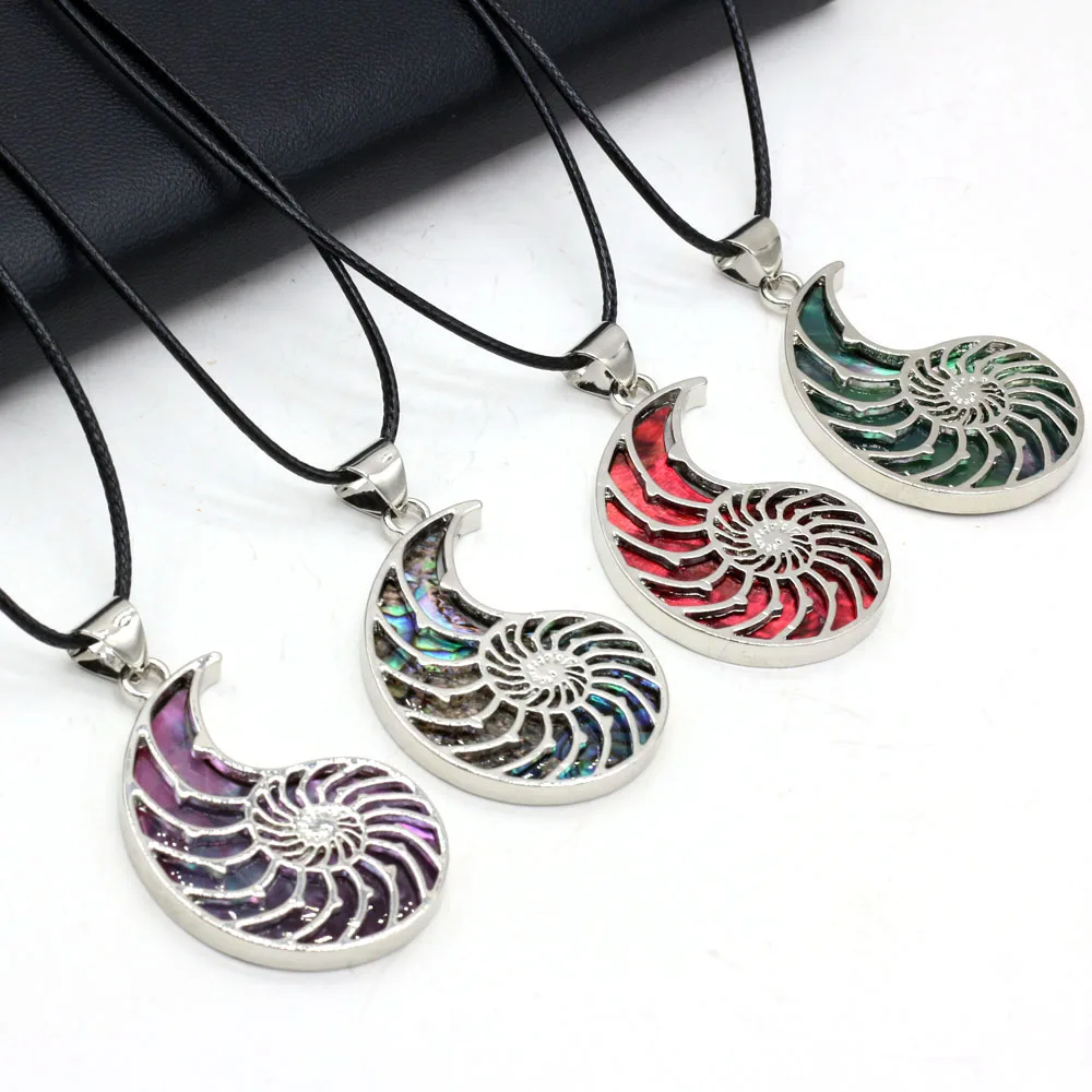6PCS Natural Alloy Shell Symbol Shape Multicolor Pendant Necklace Exquisite Charms Necklaces Jewelry Making Gift Accessorie