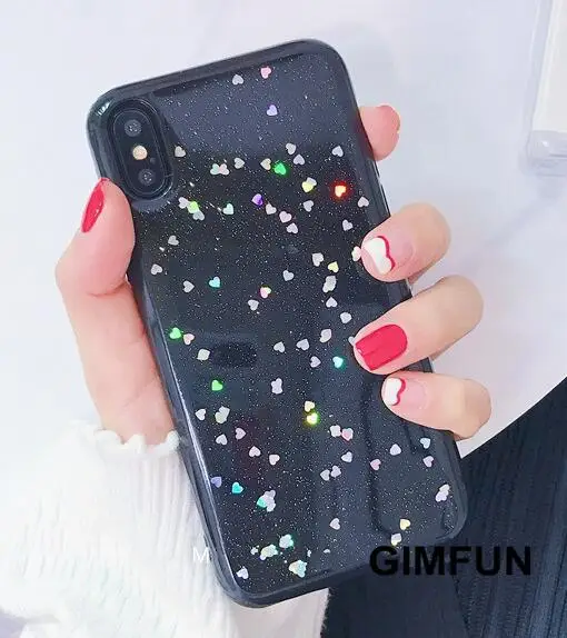 Чехол для телефона Gimfun с милым сердечком для Iphone Xr 7 Xs Max 6 8Plus силиконовый чехол для Iphone 11 11Pro Max чехол tpu чехол - Цвет: black love