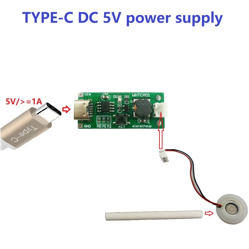 

DC 3.7-5V Lithium Battery Type-C Multifunction 108K Atomizer Humidifier Controller Kit