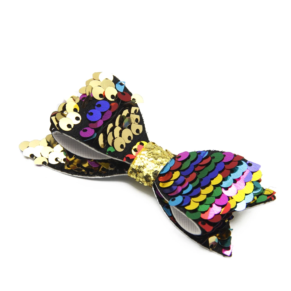 

5Pcs 6*4cm Mermaid Scale Ladybug Printed Leather Reversible Sequin Bowknot,DIY Handmade Materials For Making Hairclip,5Yc3992