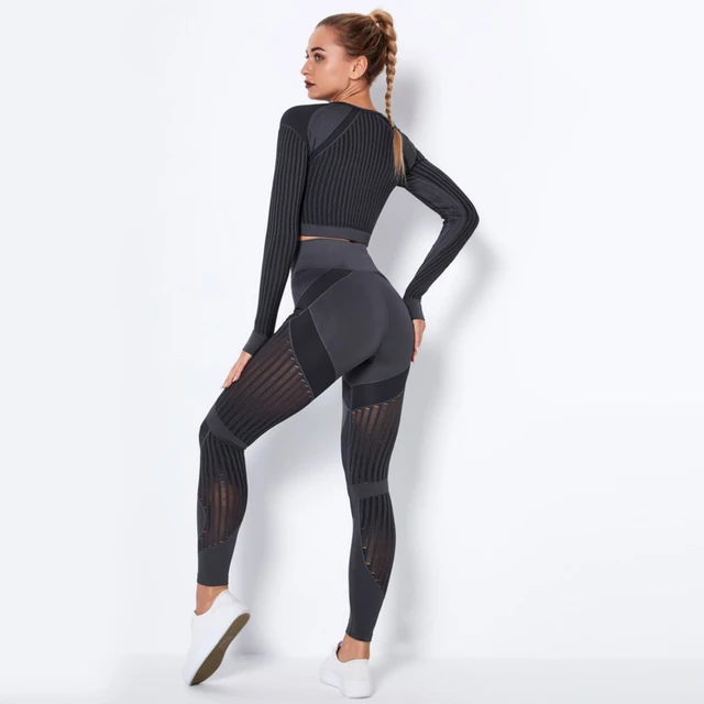 NCLAGEN-Ensemble de yoga 2 pièces sans couture pour femme, vêtements de  sport évidés, leggings de sport rayés, haut d'entraînement, tenue de  fitness - AliExpress