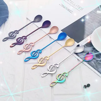 

Iridescent 304 Musical Note Spoon Coffee Spoon Stirring Spoon Music Notes Dinnerware Musician Steel Polished Spoons Tableware