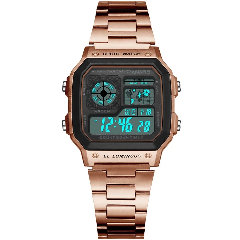 Small Rose Gold SYNOKE золотые часы для мужчин женщин ретро роскошные нержавеющая сталь Группа цифровой 5 бар одежда заплыва водонепроницаемый Lover наручные часы - Color: Small Rose Gold